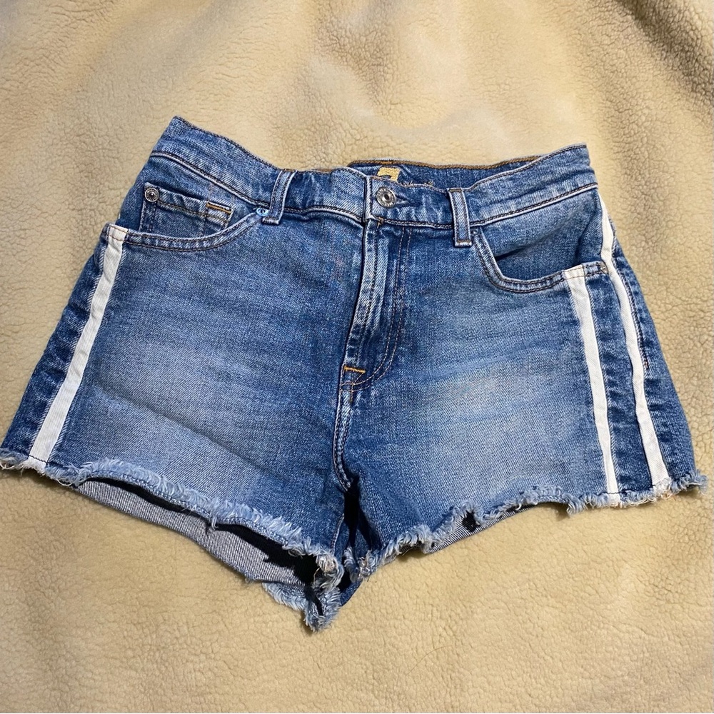 7 FOR ALL MANKIND Women’s White Side Stripes Jean Short | Size 25